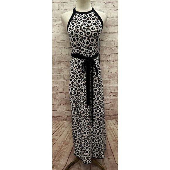 Diane Von Furstenberg X Target Halter Tie Neck Neutral Poppy Knit Midi Dress - S - Picture 1 of 6